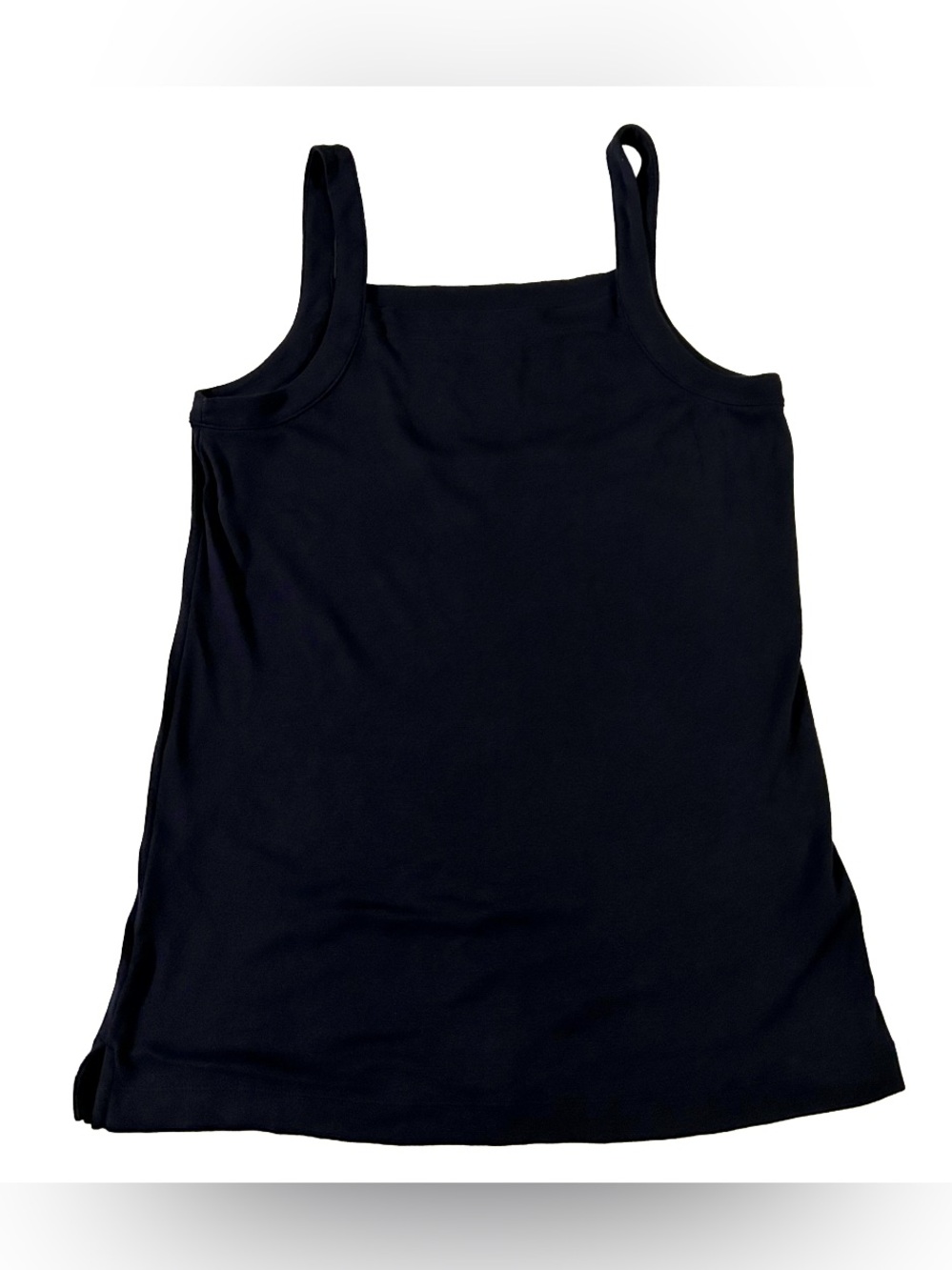 LOFT Navy Square Neck Tank Top 100% Cotton Layering Basic Size L